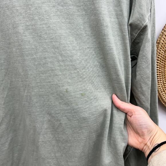 Free People Green Mock Neck Lightweight Oversized Long Sleeve Tunic Top Small - Picture 5 of 6